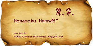Moseszku Hannó névjegykártya